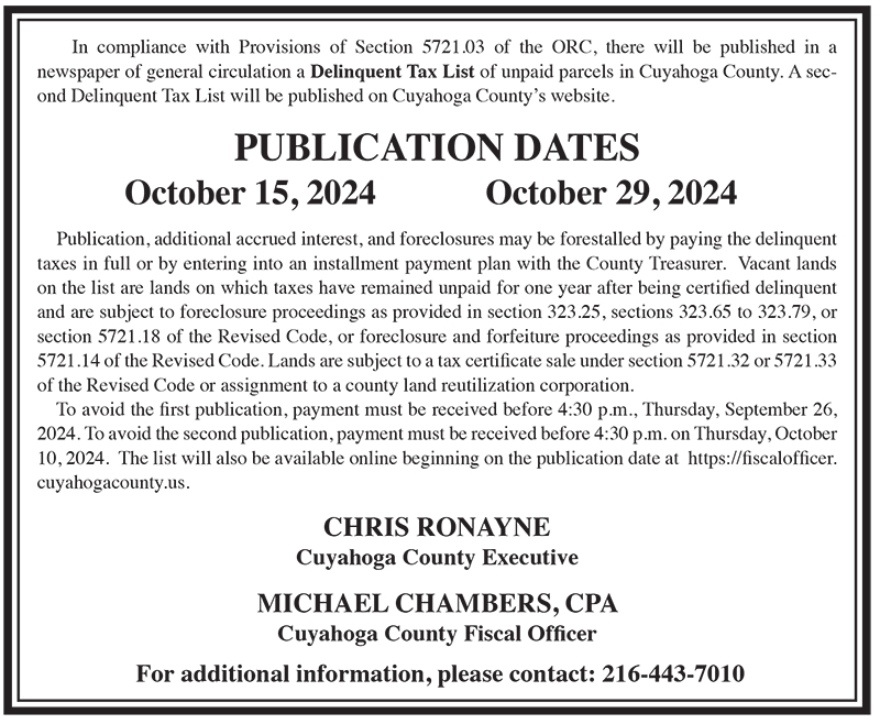 Delinquent Tax Publication Dates document